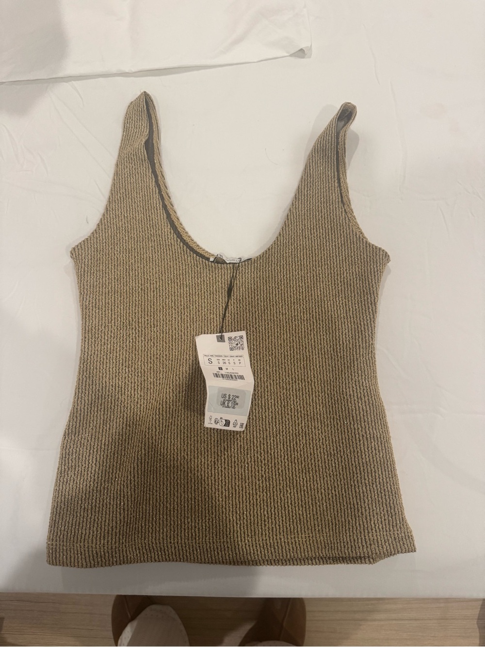 Zara Knit Scoop Tank Top in Taupe